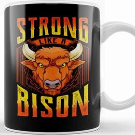 Baskı Dükkanı Fierce Strong Like A Bison Wild Animal Strength Kupa Bardak