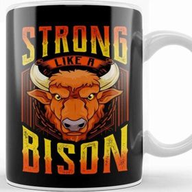 Baskı Dükkanı Fierce Strong Like A Bison Wild Animal Strength Kupa Bardak