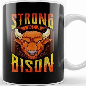 Baskı Dükkanı Fierce Strong Like A Bison Wild Animal Strength Kupa Bardak