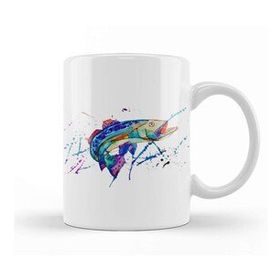 Baskı Dükkanı Fish Wild Catch Beyaz 330 ml Porselen Kupa Bardak