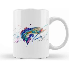 Baskı Dükkanı Fish Wild Catch Beyaz 330 ml Porselen Kupa Bardak