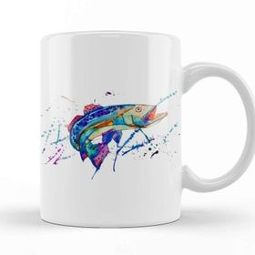 Baskı Dükkanı Fish Wild Catch Beyaz 330 ml Porselen Kupa Bardak