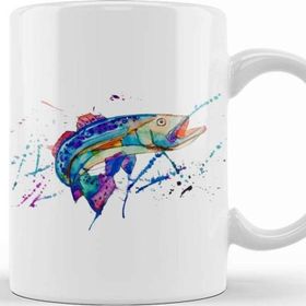 Baskı Dükkanı Fish Wild Catch Beyaz 330 ml Porselen Kupa Bardak