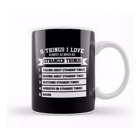Baskı Dükkanı Five Things I Love Almost As Much As Stranger Things Beyaz 330 ml Porselen Kupa Bardak