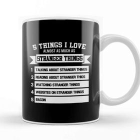 Baskı Dükkanı Five Things I Love Almost As Much As Stranger Things Beyaz 330 ml Porselen Kupa Bardak