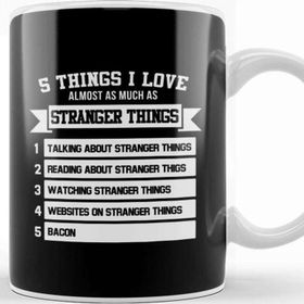 Baskı Dükkanı Five Things I Love Almost As Much As Stranger Things Beyaz 330 ml Porselen Kupa Bardak