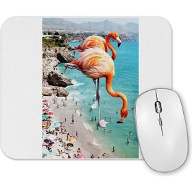 Baskı Dükkanı Flamingos On the Beach Mouse Pad