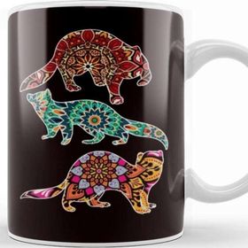Baskı Dükkanı Floral Ferret Mandala Yoga Ferrets Owner Animal Lover Zoo Kupa