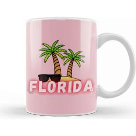 Baskı Dükkanı Florida Vintage Retro Rainbow Kupa