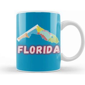 Baskı Dükkanı Florida Vintage Retro Rainbow Kupa