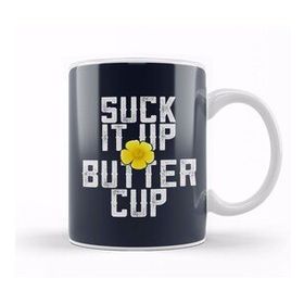 Baskı Dükkanı Flower Suck It Up Buttercup Beyaz 330 ml Porselen Kupa Bardak
