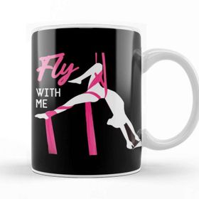 Baskı Dükkanı Fly With Me Aerial Silk Aerialist Circus Acrobat Acrobatics Beyaz 330 ml Porselen Kupa Bardak