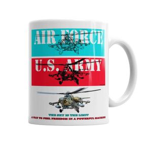 Baskı Dükkanı Flying Military Helicopter Army Sihirli Porselen Kupa