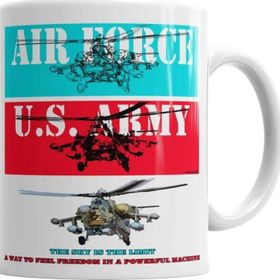 Baskı Dükkanı Flying Military Helicopter Army Sihirli Porselen Kupa