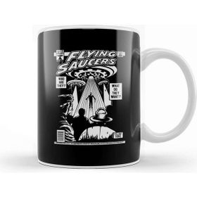 Baskı Dükkanı Flying Saucers Abduction Comic Book Cover Beyaz 330 ml Porselen Kupa Bardak
