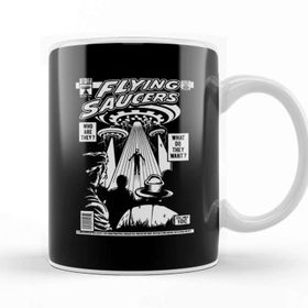 Baskı Dükkanı Flying Saucers Abduction Comic Book Cover Beyaz 330 ml Porselen Kupa Bardak