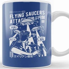 Baskı Dükkanı Flying Saucers Attack Manga Style Beyaz 330 ml Porselen Kupa Bardak