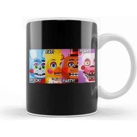 Baskı Dükkanı Fnaf Banner Rock Eat Party Play Banner Beyaz 330 ml Porselen Kupa Bardak
