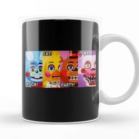 Baskı Dükkanı Fnaf Banner Rock Eat Party Play Banner Beyaz 330 ml Porselen Kupa Bardak