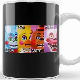 Baskı Dükkanı Fnaf Banner Rock Eat Party Play Banner Beyaz 330 ml Porselen Kupa Bardak