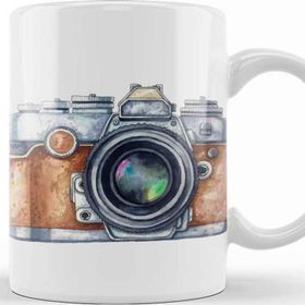 Baskı Dükkanı Fotoğraf Makinesi Sulu Boya Kupa