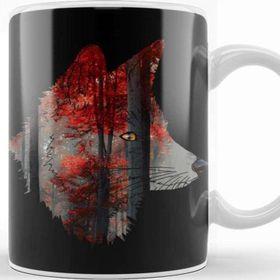 Baskı Dükkanı Fox Voids And Red Forest Double Exposure Kupa