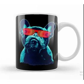 Baskı Dükkanı French Bulldog 80S Style Neon Kupa