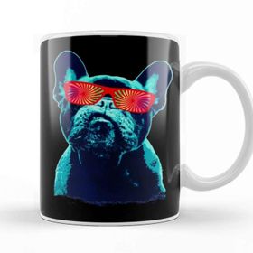 Baskı Dükkanı French Bulldog 80S Style Neon Kupa