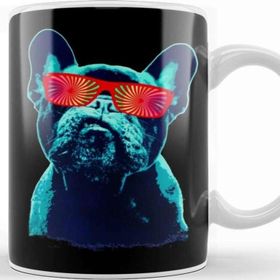 Baskı Dükkanı French Bulldog 80S Style Neon Kupa