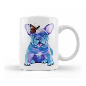 Baskı Dükkanı French Bulldog Puppy With A Butterfly Kupa