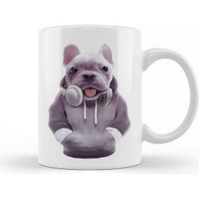 Baskı Dükkanı French Bulldog Puppy With Headphones 01 Kupa