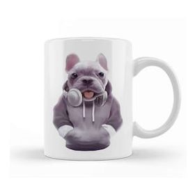 Baskı Dükkanı French Bulldog Puppy With Headphones 01 Kupa