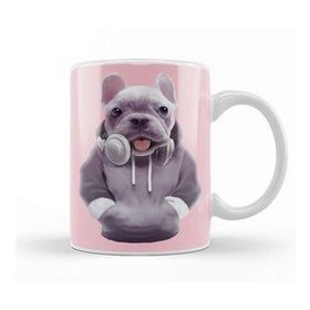 Baskı Dükkanı French Bulldog Puppy With Headphones Kupa
