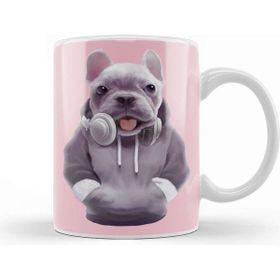 Baskı Dükkanı French Bulldog Puppy With Headphones Kupa