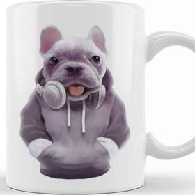Baskı Dükkanı French Bulldog Puppy With Headphones Kupa