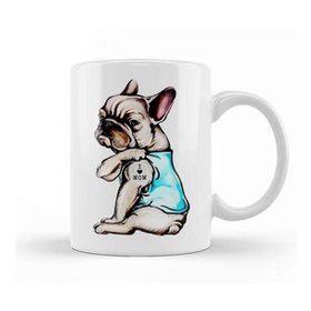 Baskı Dükkanı French Bulldog Tattoo I Love Mom Kupa
