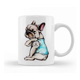 Baskı Dükkanı French Bulldog Tattoo I Love Mom Kupa