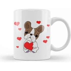 Baskı Dükkanı French Bulldog With Hearts Cartoon Pug Kupa