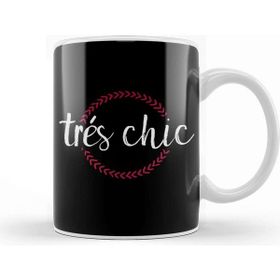 Baskı Dükkanı French Slogan Tres Chic Circle Kupa
