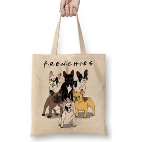 Baskı Dükkanı Frenchies Pug Köpek Bez Kadın Günlük Çanta