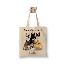 Baskı Dükkanı Frenchies Pug Köpek Bez Kadın Günlük Çanta
