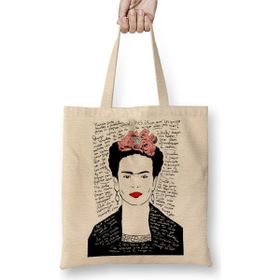 Baskı Dükkanı Frida Kahlo Kırmızı Bez Kadın Günlük Çanta