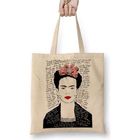 Baskı Dükkanı Frida Kahlo Kırmızı Bez Kadın Günlük Çanta