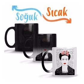 Baskı Dükkanı Frida Kahlo Kırmızı Sihirli Porselen Kupa