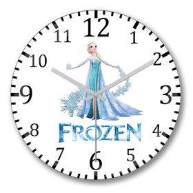 Baskı Dükkanı Frozen Elsa Bombeli Gerçek Cam Duvar Saati