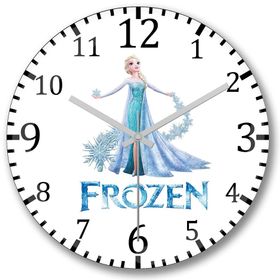 Baskı Dükkanı Frozen Elsa Bombeli Gerçek Cam Duvar Saati