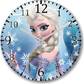 Baskı Dükkanı Frozen Elsa Bombeli Gerçek Cam Duvar Saati