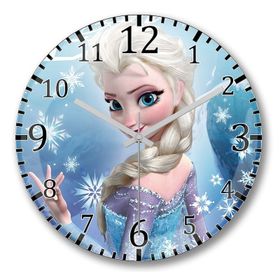 Baskı Dükkanı Frozen Elsa Bombeli Gerçek Cam Duvar Saati