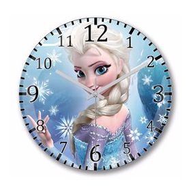 Baskı Dükkanı Frozen Elsa Bombeli Gerçek Cam Duvar Saati