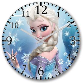 Baskı Dükkanı Frozen Elsa Bombeli Gerçek Cam Duvar Saati